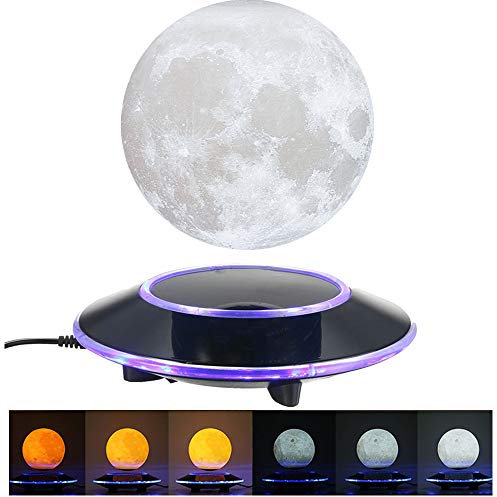 VGAzer mond lampe 3D Druck magnetschwebende mondlicht Lampen Rotierende Schwebende Mondlampe für Zuhause, Büro Decor, Kreative Geschenk-6 Zoll (16 Farben Weißer Mond)