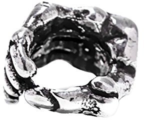 NKlaus Biker Haar Bartschmuck KRASSO Knochenhand Antik 925er Sterlingsilber Silber 7689