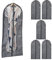 Relaxdays Kleidersack 6er Set, mit Reißverschluss, 135 x 60 cm, Vlies, Schutzhülle Anzug, Kleid, Hemd, grau/transparent, 135 x 60 x 0,1 cm