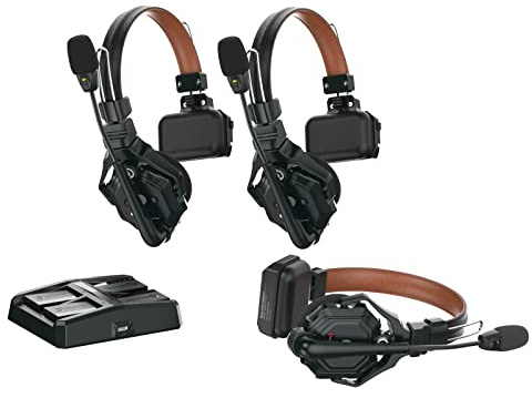 Hollyland Solidcom C1 Pro Wireless Intercom System ENC Geräuschunterdrückung Full Duplex 3 Nutzer 350m Teamkommunikation PTT Mute Single Headset für Kirche Drohne TV Film Produktion 1 Master&2 Remote