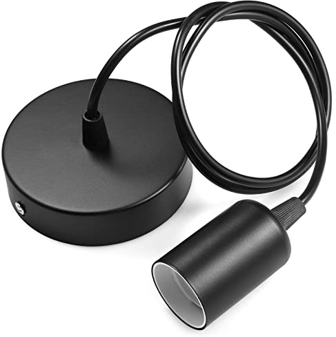 Tsling Portalampada Nero E27,Lampada a Sospensione,Lampadario E27 Base con 100cm Cavo Regolabile,Adatta per Accessori a Sospensione in Camera da letto,Corridoio,Cucina,Soggiorno,Caffè,Bar