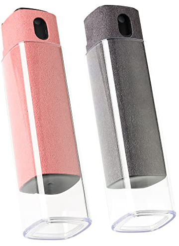 ZERNBER 2 Pcs Screen Cleaner Kit, 3-in-1 Touchscreen Mist Cleaner Spray Bottle Tool & Microfiber Cloth for Phone/Laptop/Tablet/TV/Monitor/Car Screens(Pink+Grey)