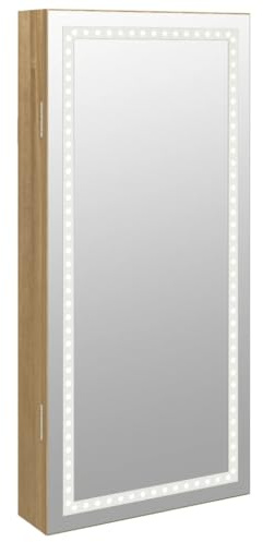 Armoire à bijoux avec miroir et éclairage LED mural