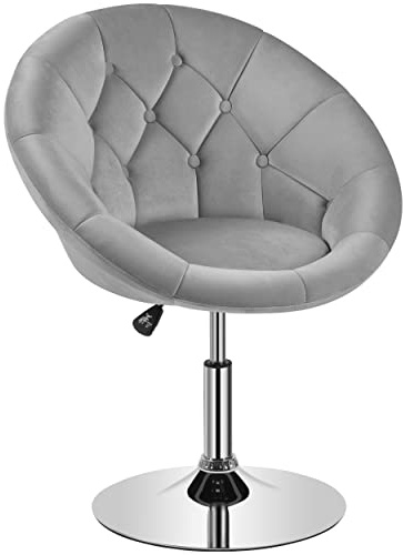Yaheetech Swivel Armchair, Velvet Vanity Chair Dressing Table Chair, Accent Chair for Living Room Bedroom Salon Make up Room, Height Adjustable, Gray
