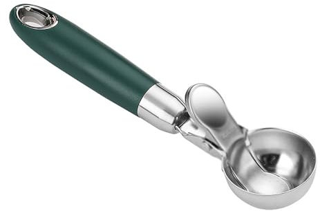 Cuillère à crème glacée en acier inoxydable - Cuillère à crème glacée - Cuillère à crème glacée - Cuillère à crème glacée domestique - Vert - 19,5 x 4,6 cm