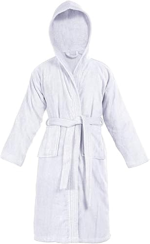 Crescent Textile Kids Bathrobes 100% Cotton Hooded Style Terry Towelling Shawl Collar Bath Robe For Toddler Boys Girls Children Dressing Gown