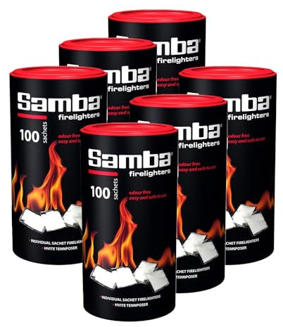 600 sambas, encendedores de fuego samba, sin olor y fácil de encender, para barbacoas, quemadores de leña, hornos de leña, chimeneas y fogatas, 6 tubos