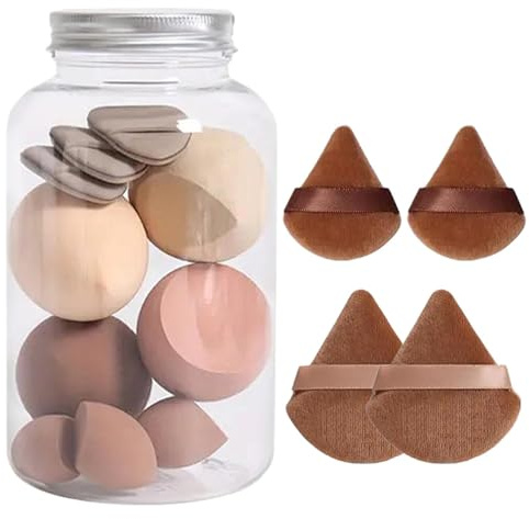 14 Pièces Kit Éponges De Maquillage Et Houpettes Avec Boîte De Rangement, Mélangeur De Beauté Éponges De Fondation, Éponge Maquillage Fond De Teint, Pour Fond De Teint Utilisation Humide Et Sèc