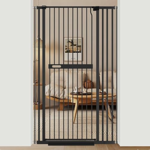 Xifamniy 61.02 Extra Tall Cat Gate Wide Pressure Mounted Auto Close 30.11-36.22Extra Wide Dog Gate Metal Dog Pet Cat Tall Gates for Doorways