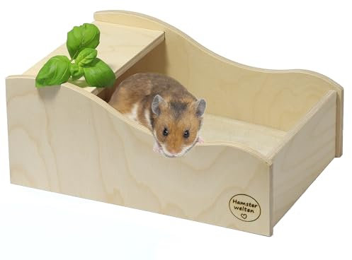 Sandbad für Hamster, Mäuse und Rennmäuse - Cool Wave - Wellensandbad mit Abnehmbarer Versteckmöglichkeit Größe: ca. 30 x 21 x 12 cm