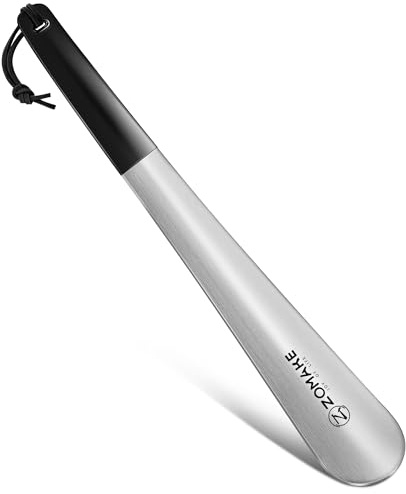 ZOMAKE Calzador Largo Acero Inoxidable,Calzador de Zapatos Mango Largos 30CM Calzadores Metal para Hombre Mujere Personas Mayores Grande Calzadores Metalicos para Botas(1 Pieza Plateada)