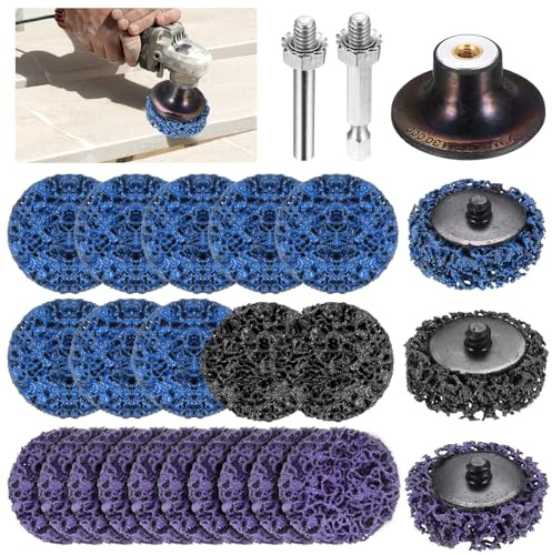 23 PcsDisques de Nettoyage, Disque Abrasif 50mm, Disque de Meulage CSD, Disque Decapage Ponceuse, pour Meuleuse d'Angle, CSD, Meulage et Polissage de Rouille du Métal, avec 2 Arbres