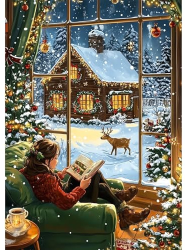 NEWENMO Natale Paesaggio Diamond Painting Kit per Adulti,5D Signora Bella Pittura Diamante Kit,Fai Da Te Natale Diamond Art Kit Completo,per Adulti Principianti Decorazione Casa 30x40cm