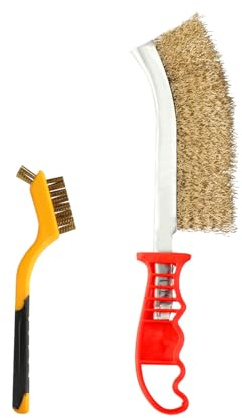 2 PcsWire Brushes for Cleaning, Wire Brush for Rust Removal Tool, Hand Brass Wire Brush Set for Cleaning Rust Welding Slag Paint Wood Brick(1 Large, 1 Small)