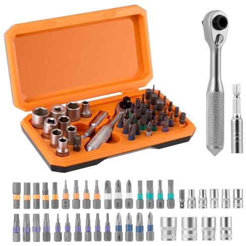 Nastopee Set Di Cacciaviti Magnetici 42 In 1,Con Kit Di Cacciaviti A Cricchetto Con Impugnatura A T Rimovibile,Set Di Cacciaviti Multipliper Riparazione Di Mobili,Elettronica,Fai Da Te(arancione)