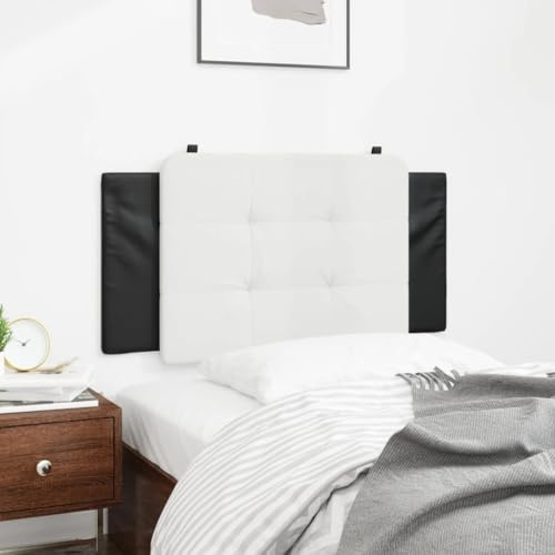 Qnhdfrt Zadar Testiera Nero Bianco 100 cm Ecopelle con Schienale in Schiuma Moderno Cuscino da Parete per Letto Testate e Soggiorno Camera da Letto