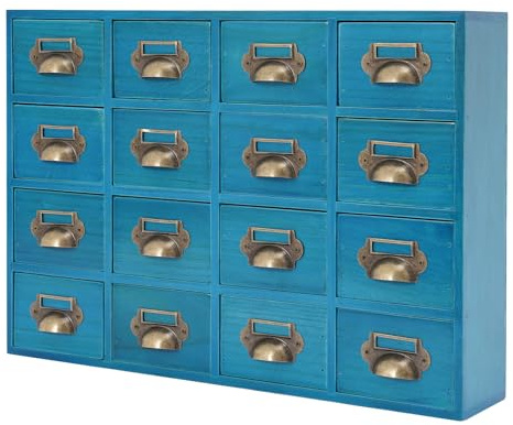 Armoire à 16 tiroirs en bois - Armoire à pharmacie - Organiseur de bureau - Mini commode avec 16 tiroirs - Armoire à tiroirs en bois pour la maison, le bureau, la médecine