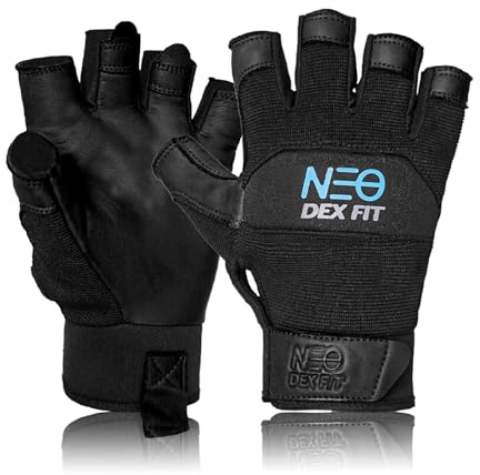 DEX FIT MG210 Lite lätta mekaniska fingerlösa handskar i handflatan, vattenavvisande läderhandskar, 3D-bekväma, för garage, gör-det-själv, fiske, cykel, svart/XL 1 par