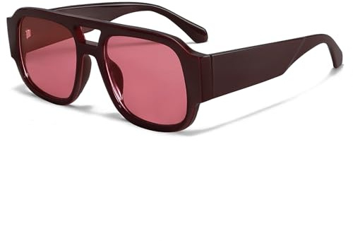 GUVIVI 2026 Retro Oversized Pilot Sunglasses for Women Men Square Double Bridge Trendy Sun Glasses UV400 Protection
