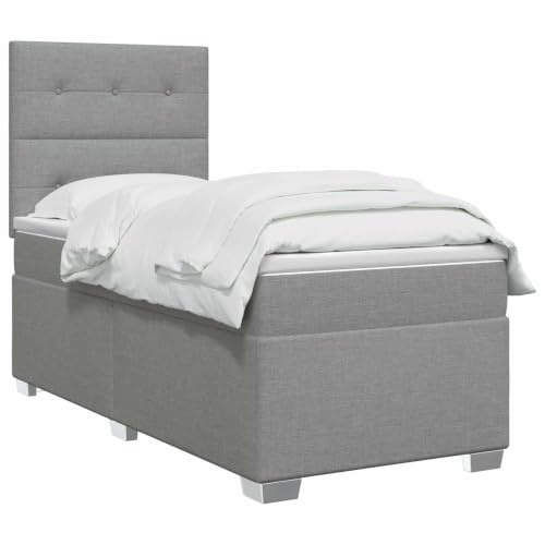 vidaXL Lit boxspring avec Matelas Gris Clair Simple Tissu
