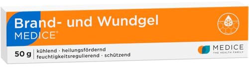 Brand und Wundgel Medice 50 g bei Verbrennungen, Sonnenbrand, Insektenstichen & Schürfwunden - für Kinder & Erwachsene - direkter Kühleffekt