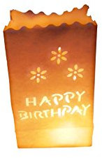 10 Stück Papier Lichttüten weiß Lichtertüten Happy Birthday Geburtstag für Teelichter Kerzen