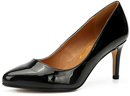 Enelauge Women's Men's Classic Stiletto Pointy Toe High Heel Wedding Dress Pumps Pat Pu Black 45-13 US