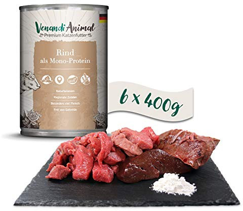 Venandi Animal - Premium Nassfutter für Katzen - Rind als Monoprotein 6er Pack (6 x 400 g), getreidefrei, Monoprotein