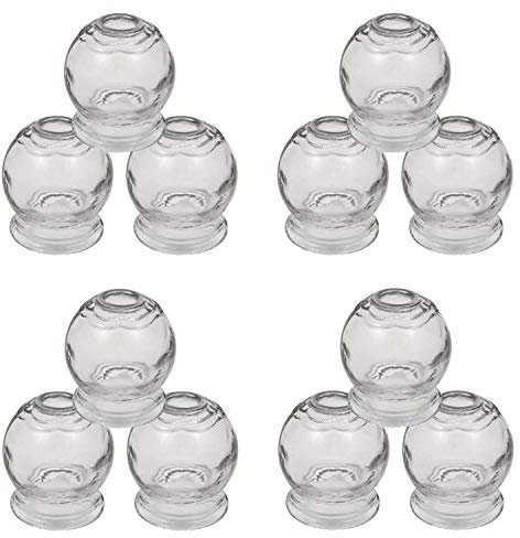 Set di 12 bicchieri da vaso, diametro 6 cm, altezza 7,5 cm, coppette in vetro (coppette da fuoco) per massaggio, vetro Cupping Dia 6 cm