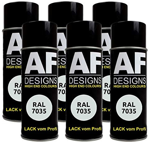 Alex Flittner Designs 6X Ral Pintura en Espray Pintura Coche Laca Colorida Lata de Aerosol RAL7035 Gris Claro Mate