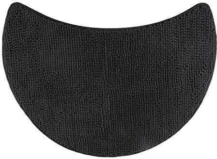 fluffy® Badteppich für Rundduschen aus Chenille mit Rutschfester Unterseite (Sichel | Duschradius 55 cm, Anthrazit)