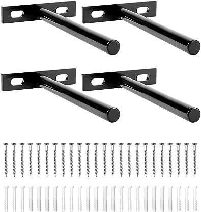 QWORK® 4 Pièces Fixation Étagères Murale Invisible - 125mm - Supports Étagères Flottante en Fer Solide