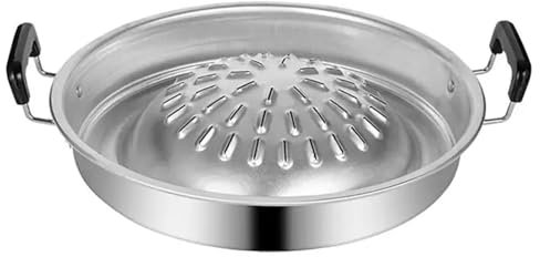 RSBFER Sartén para Parrilla de Barbacoa, Adorno de Aluminio para Barbacoa, Placa para Estufa, sartén para Barbacoa, Cesta, vaporizador, Utensilios de Cocina,35cm