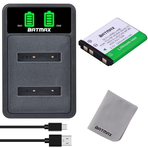 Batmax Li-42B Replacement Battery and USB Charger for OLYMPUS LI-40B/ LI-42B FUJIFILM NP-45,KODAK KLIC-7006 NIKON EN-EL10 PENTAX D-LI63 Nikon CoolPix S60 S80 S200 S203 Olympus Stylus 1040 1060 7000