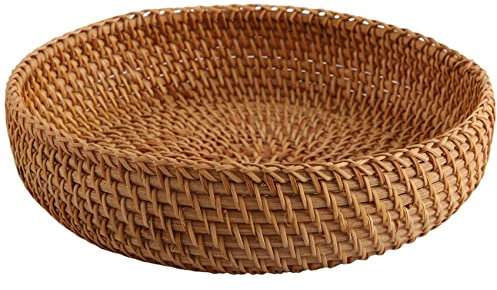 Giilayky Automne Fait à la Main en Rotin Tissant Un Panier de Rangement Rond à Fruits Un Panier à Pain en Rotin pour des Aliments de Cuisine Pique-Nique Pain Divers Contenant