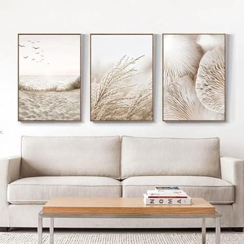 LPFNSF Cartel de decoración beige, planta de caña moderna, pintura de paisaje para dormitorio, sala de estar y oficina, fondo de pared (estilo 7, 40 x 60 cm)