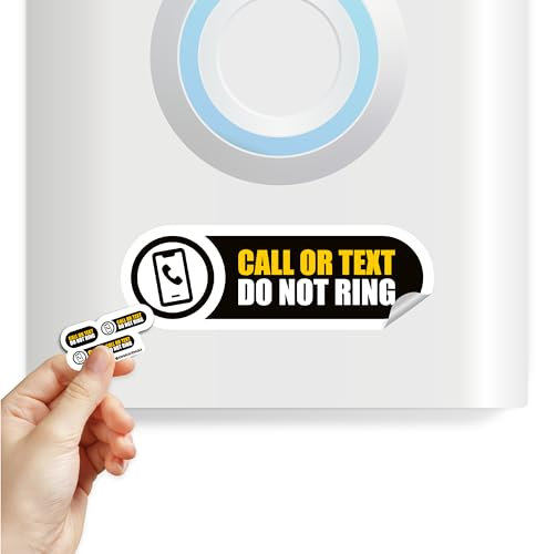 Tiny Call or Text Do Not Ring Stickers | 3 Sizes Call or Text Do Not Ring Tiny Signs | Tiny Size Perfect for Any Video Doorbell | Matte Black Permanent Weatherproof Vinyl Stickers