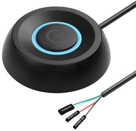 SinLoon PC Power on Button Desktop Computer Power Switch Externer Remote Start 5.9 FT Computer Motherboard PC Power Switch Verlängerungskabel mit LED-Licht (schwarz)