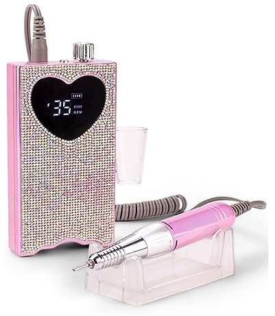 MRKU Lima de uñas eléctrica, Taladro de uñas eléctrico en Forma de corazón, fresadora de uñas de 35000 RPM, Amoladora de pedicura inalámbrica, máquina Perforadora de uñas Recargable