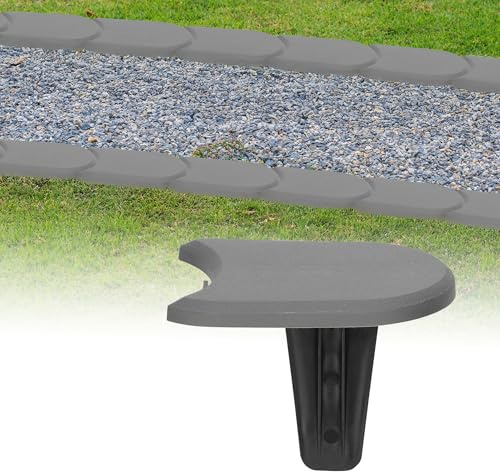 GARDENIX Bordo per aiuole in plastica, 3,8 m, 32 moduli, bordo per aiuole, colore grigio, bordo flessibile per aiuole, recinzione da giardino, palizzata, bordi per aiuole per robot tosaerba