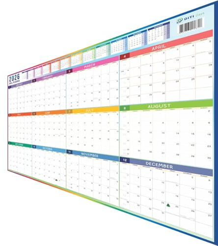 2026 Wall Planner | A1 (84x59cm) Full Year Jan-Dec 2026 | UK & Ireland Holidays | Rainbow Design | 170 GSM Premium Silky Paper | Home Office University School Planner | British Made| Boxed| Folded