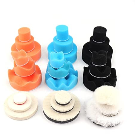 Concrete Grinder, Mini Air Sander Right Angle Pneumatic Orbital Polisher Machine & Polishing Sponge Pads for Auto Body Waxing Buffing Kits(27pcs Set)