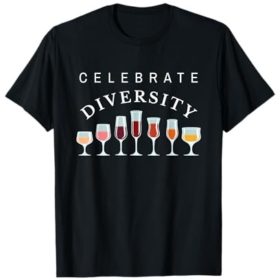 Célébrez la diversité, Sommelier, Blanc, Rouge, Verres à vin T-Shirt