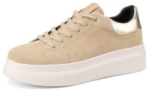 QUEEN HELENA Scarpe da Ginnastica Platform Sneakers Donna X33-2 (Beige Scuro, Sistema Taglie Calzature EU, Adulto, Donna, Numero, Media, 37)