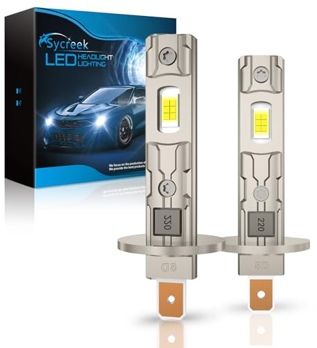 Sycreek Lampadina LED H1 30000LM 80W, Lampadina auto H1 LED 6500K, CSP LED 9-32V, Plug and Play (H1)
