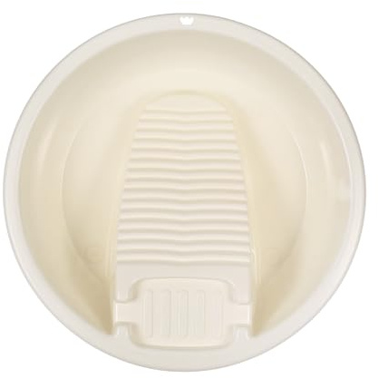 GALPADA Bacinella per Bucato con ASSE da Lavare Integrata, Plastica, Beige, Lavaggio per Abiti e Vestiti, Uso Domestico e Balcone