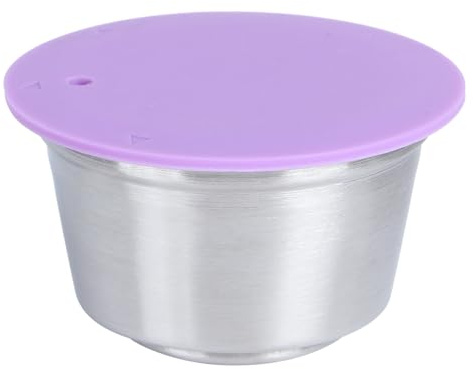 FTVOGUE Återanvändbar Kaffekapsel Kaffekapsel i Rostfritt Stål med Silikonlock 40 Ml Finfilter Återfyllbar Kapsel för Kaffemaskin Till Hemmakontoret (Purpur)