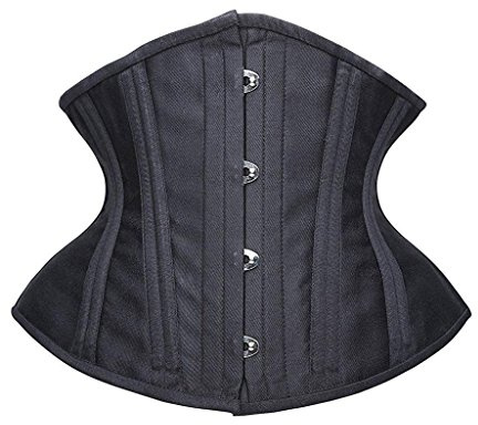 SHAPERX Women Short Torso Curvy Waist Heavy Duty Double Steel Boned Underbust Waist Trainer Corsets,SZ70930-Black-S