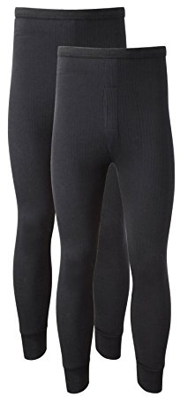 Heatwave® Pack of 2 Men's Thermal Trousers Long Johns Warm Underwear Baselayer Thermals, Medium Black