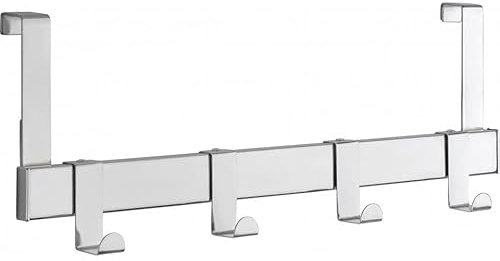 Siro 1443-404ZN1 Türgarderobe Mahes gefälzte Tür 17 mm, 4 Haken, B 404 mm,Stahl verchromt poliert